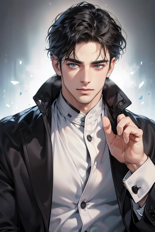 (best quality,4k,8k,highres,masterpiece:1.2),ultra-detailed,(realistic,photorealistic,photo-realistic:1.37),30 year old man,3 day beard,handsome anime,portraits,strong,masculine,dark hair,sharp jawline,mesmerizing eyes,perfectly styled hair,cool anime outfit,confident expression,vibrant colors,dynamic lighting, CEO and expression smile in love.
