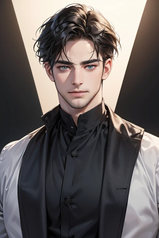 (best quality,4k,8k,highres,masterpiece:1.2),ultra-detailed,(realistic,photorealistic,photo-realistic:1.37),30 year old man,3 day beard,handsome anime,portraits,strong,masculine,dark hair,sharp jawline,mesmerizing eyes,perfectly styled hair,cool anime outfit,confident expression,vibrant colors,dynamic lighting, CEO and expression smile in love.
