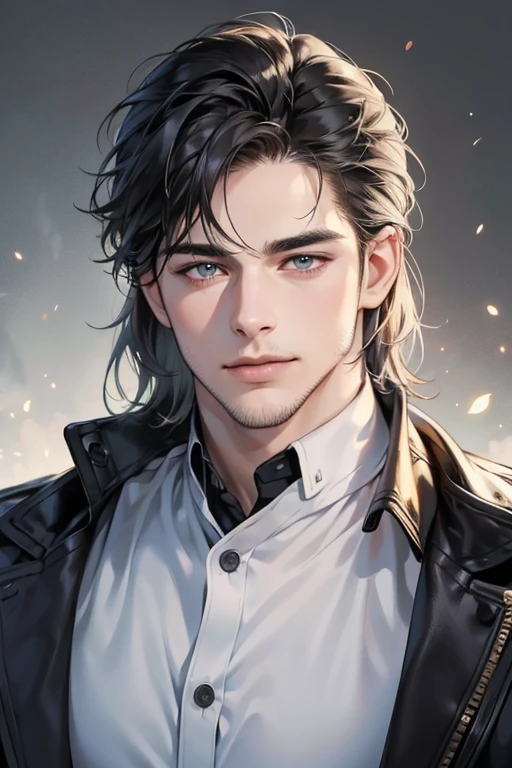 (best quality,4k,8k,highres,masterpiece:1.2),ultra-detailed,(realistic,photorealistic,photo-realistic:1.37),30 year old man,3 day beard,handsome anime,portraits,strong,masculine,dark hair,sharp jawline,mesmerizing eyes,perfectly styled hair,cool anime outfit,confident expression,vibrant colors,dynamic lighting, CEO and expression smile in love.