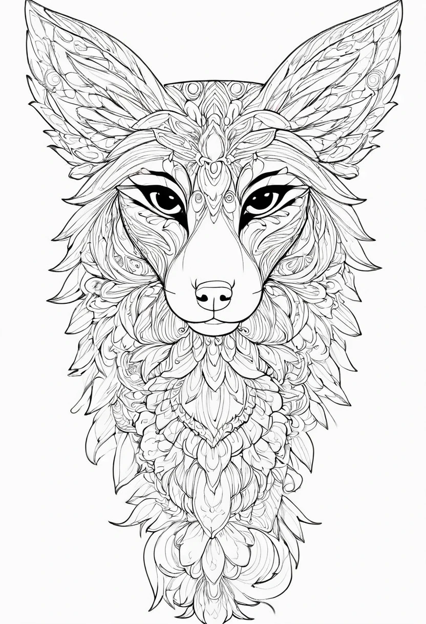 a coloring page with a random animal coloring in black and white, Coloring book outline, Detailed line art, clean coloring book page, stylized lines, art outline, detailed drawing in 4k, line art coloring page, detailed art, hyper Detailed line art, detailed digital drawing, Coloring Pages, coloring pages, extremely fine ink line