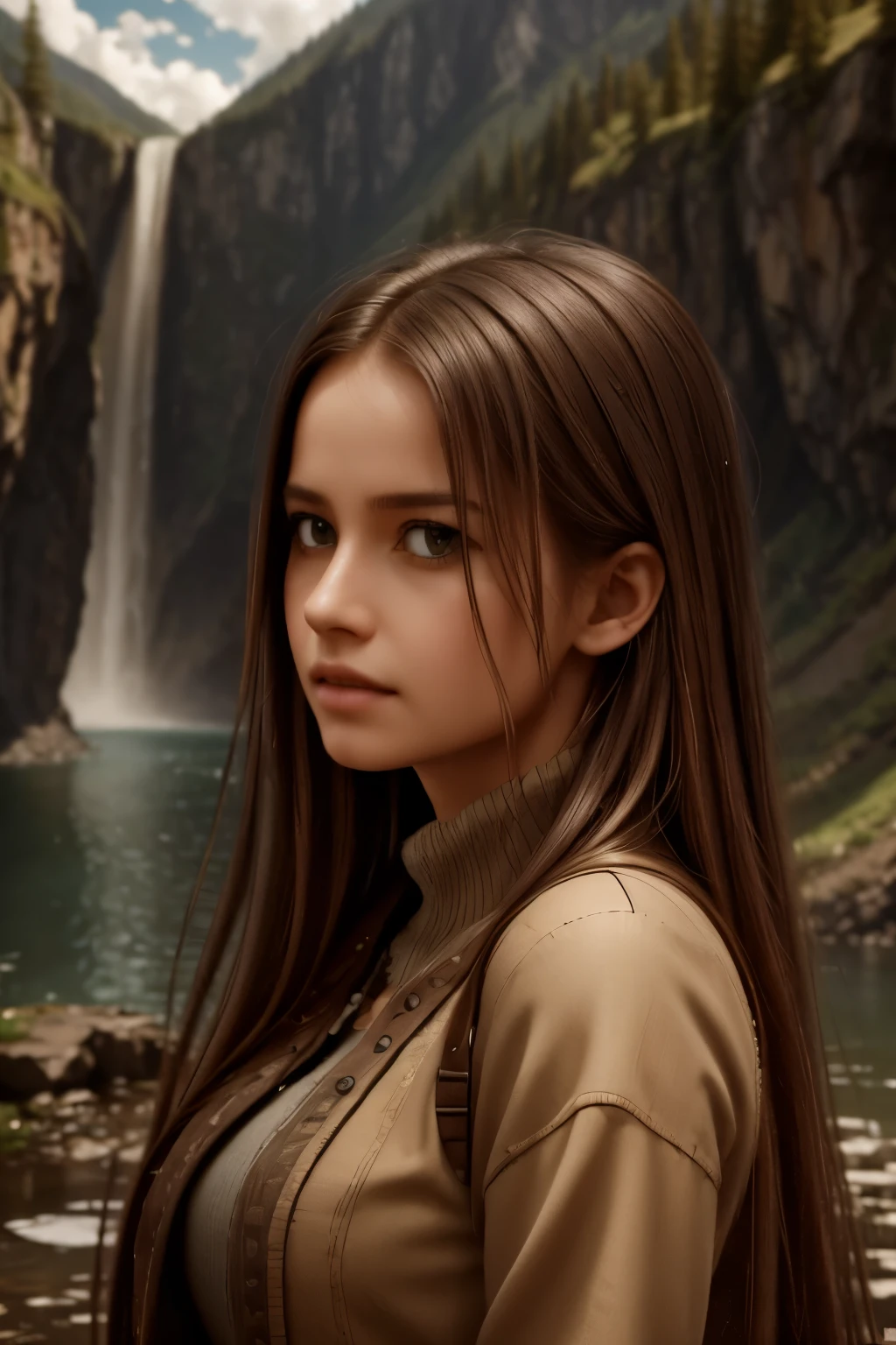 Masterpiece, best quality, high quality, extremely detailed CG unity 8k wallpaper, landscape, outdoor, sky, cloud, sky, no humans, mountain, landscape, water, tree, blue sky, waterfall, cliff, nature, lake, river , cloudy skies, award winning photography, bokeh, depth of field, HDR, bloom, chromatic aberration, photorealism, very detailed, trending on artstation, trending on CGsociety, intricate, high detail, dramatic, midjourney art