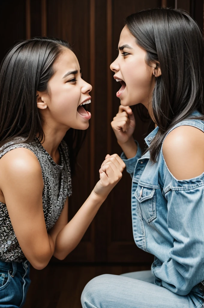 Sisters arguing and yelling at each other
