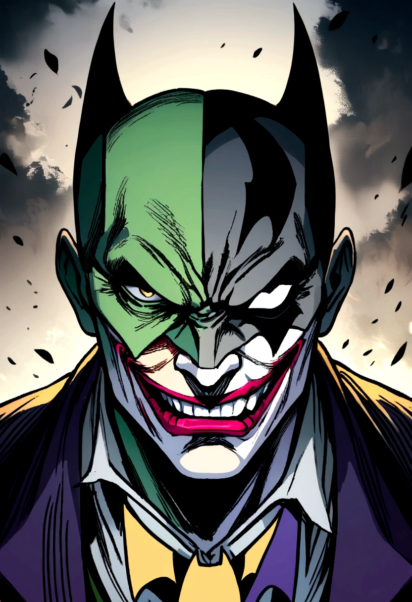 Batman, two face, joker mashup