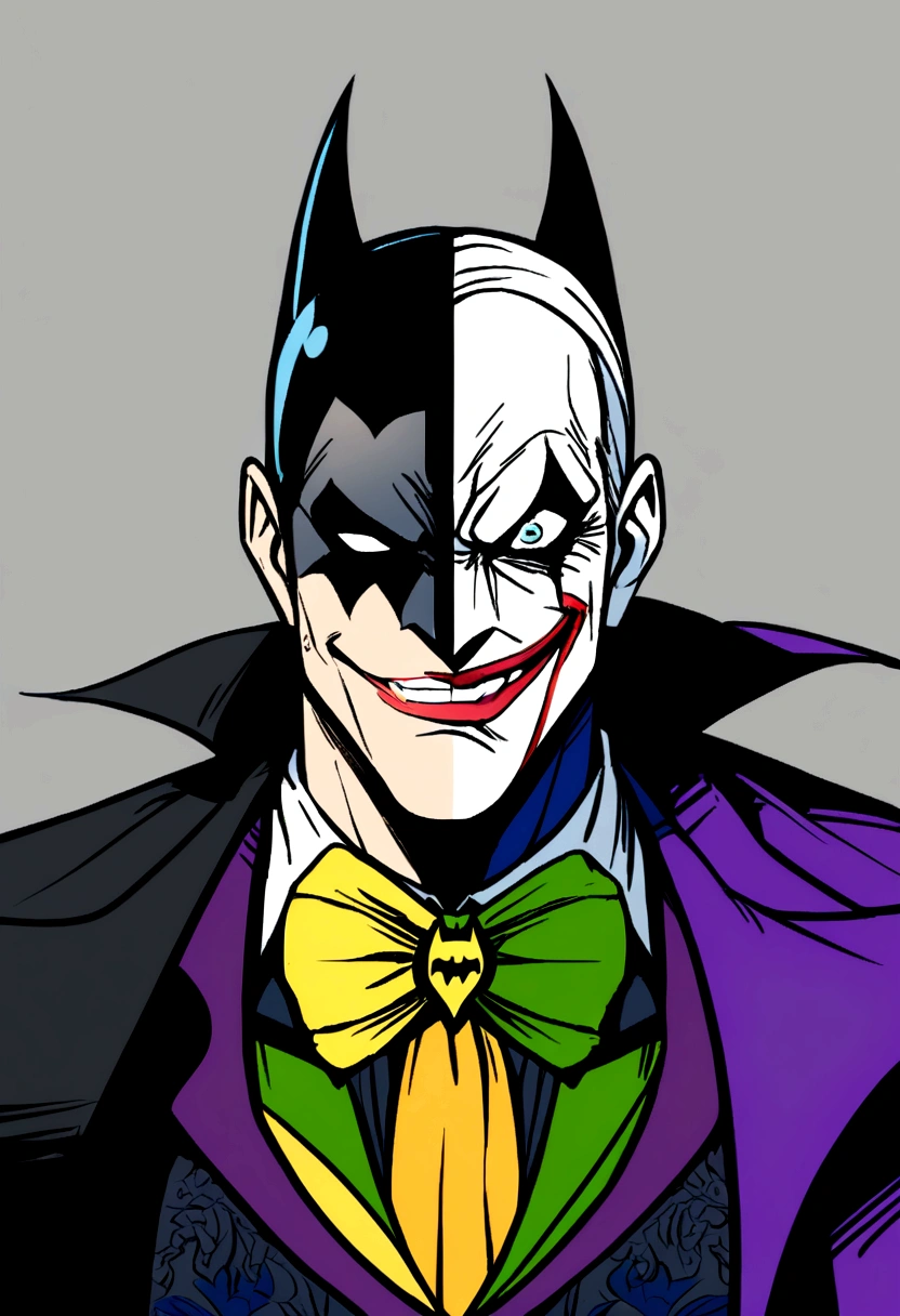 Batman, two face, joker mashup 