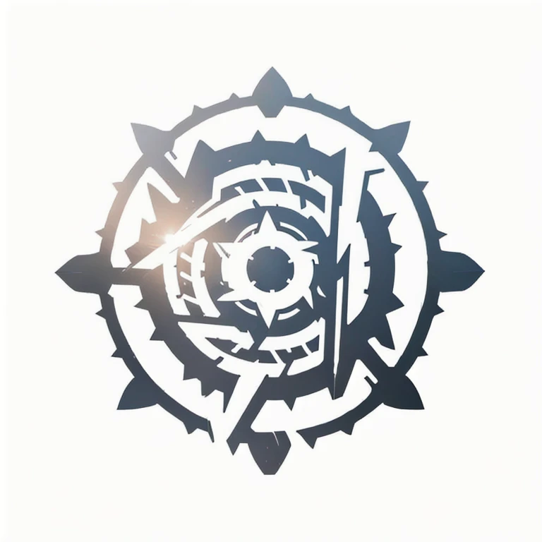 a logo using very simple gear for a metal faction in an RPG world, iron emblem, only gray color, resistant, adaptive, Symmetrical, posh, high qualiy, com fundo branco