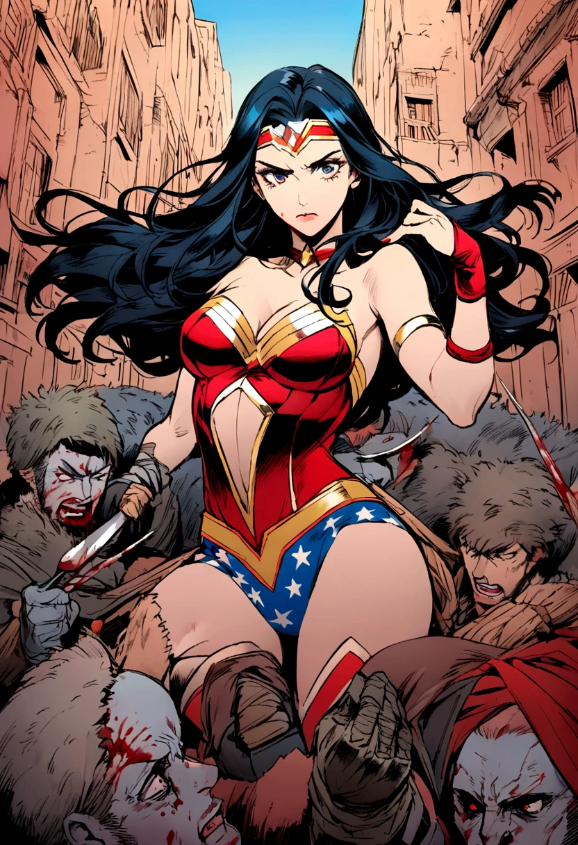 Wolverine killing wonder woman with blood and gore