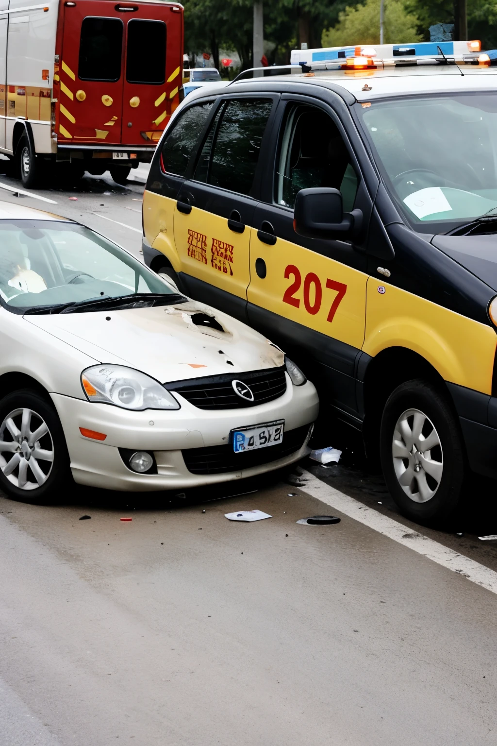 Ambulances and police cars arrived at the scene。Sin embargo