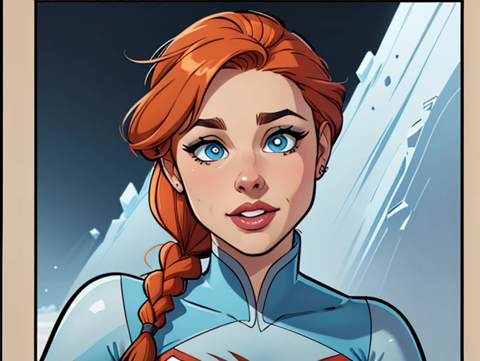 Compensation! Here is the revised and cleaner text:
--- Character: Queen Anna of Arendelle with battle scars.
Description: Cartoon image of a woman. Cartoon style illustration, with highly detailed character design. detailed digital art, showing courage and high quality portrait.
characteristics:
- Portrait character design - Beautiful digital illustration - Comic art - Young girl with braided hair - Beautiful lined eyes - Medium-large bust and wonderful sexy clothes - Expression of sexual desire from waist to head ---