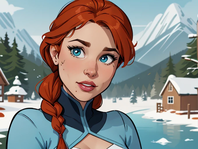 Compensation! Here is the revised and cleaner text:
--- Character: Queen Anna of Arendelle with battle scars.
Description: Cartoon image of a woman. Cartoon style illustration, with highly detailed character design. detailed digital art, showing courage and high quality portrait.
characteristics:
- Portrait character design - Beautiful digital illustration - Comic art - Young girl with braided hair - Beautiful lined eyes - Medium-large bust and wonderful sexy clothes - Expression of sexual desire from waist to head ---