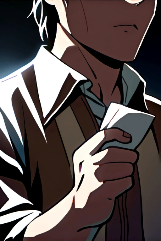 Rich guy with a bad face with money in his hand and a letter r on his shirt