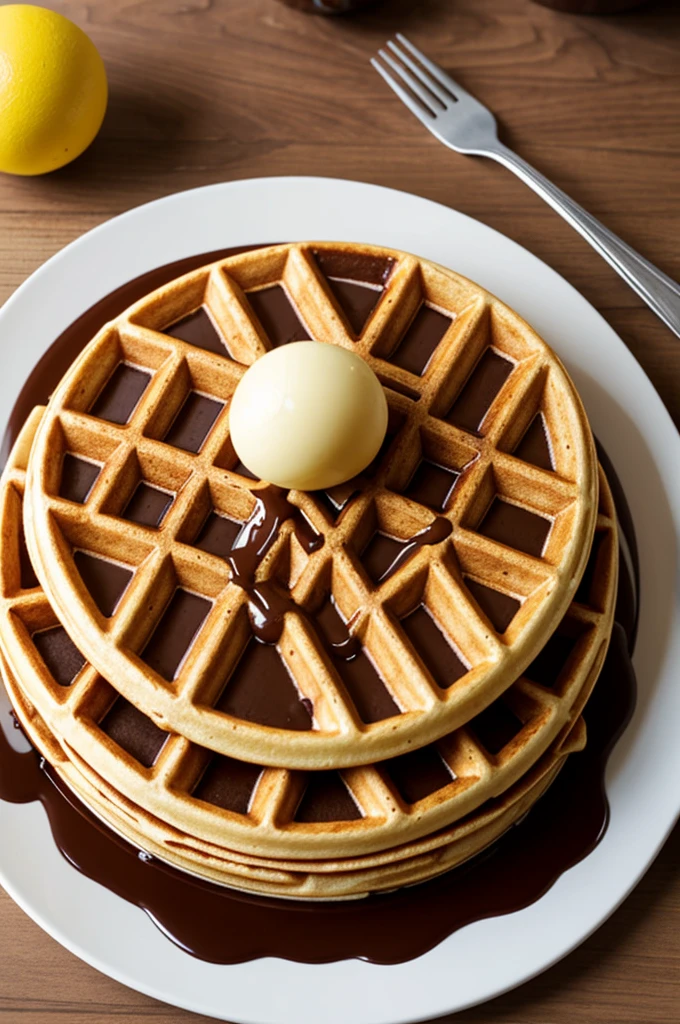 Elongated waffle with 2 balls below in cartoon mode