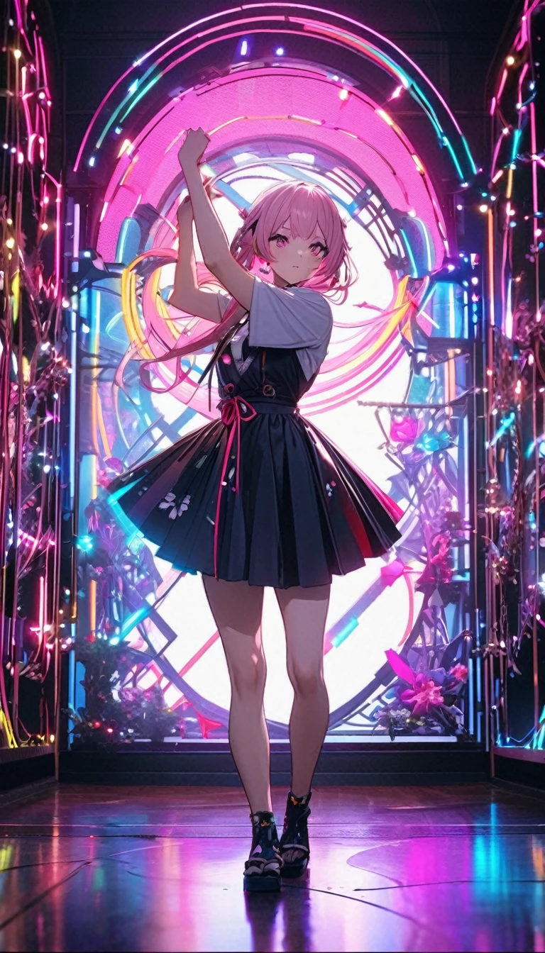 Hair is pinkHair is pinkHair is pinkHair is pinkHair is pinkHair is pinkHair is pink(Highest quality:1.2),One girl,alone,Are standing_Split,whole body, Photo of a Japanese woman in her 20s，光沢のあるwhiteと銀の半透明のガラスとプラスチックで作られています, Geisha makeup and hairstyle, Silver metal interior, Dynamic pose, Flow organic structure, Shine黄金のサーキット, colorful Neon decoration, Light emitting circuit, Neon decoration, Depth of Field Focus F/2.8, H&#39;art.right. liver, Greg rightutowski(Best image quality),(Hair is pink、Drill Twin、Maid clothes）,(Master&#39;s Work),(Super detailed),(詳細なeyeの描写:1.0),(Lens flare:1.0),(Movie Posters:1.0),(Tarot Border:1.0),Portraitureは中央に配置されます,(close:1.0),(nagative space:0.8),(Negative space:1.6),(alone),(colorfulに浮かぶ {Wind|Water magic|ink|crystallizations|ice|fire|inflammation|lightning|web|rock|sand|particle|光のfire花|Blood}:1.0),(colorfulなものが多い {Soap bubble|cloud|Thorn|spike|Grapevine|current|spiral|barely|wing|Tattoo|Cube|octahedron}:1.0),(floating {red|green|green|Aqua|purple|yellow|black|white|gray|Pink|orange|lime} {ribbon|Fater|particle|blade|water滴|Snow Flower|soft ball}:1.0),({crystallization|ice|fire|inflammation|Wind|water|Earth|stone|space|musical|Sonic|Vortex} {magic|wing}:1.0), ({Ray Tracing,Shine|Speckled sunlight,light,Caustics|night,Black Theme|mysterious,Creepy|easy going,pastel}:1.2), ({colorful|Sparkling|Multicolor}:1.0),(Beautiful sparkle:1.0),({Leaning forward|Lean back|Tilt to the side|}:1.2),{(smile:1.0)|(False Smile:1.0)|(Stern expression:1.0)},({small|small||lips,eyelash}:1.0),{(Open your mouth:1.0)|(Mouth closed:1.0)|},({eyelash|eye shadow||}),{片eyeを閉じて|||},(),({From below|From above|From the side From the side|From behind|Face-to-face viewer}:1.3),(Hello:1.3),(Tilt your head:1.0),(Dynamic pose:1.1),,({red|green|green|Aqua|purple|yellow|black|white|gray|Pink|orange|lime} {armor|dress|Collared shirt|suit|Costume}:1.0),({formal|army|Techwear|Urban style|casual,casual clothes|Fantasy,Magister|wild,Tribe|sf,Futuristic}),({Checked skirt|Layered skirt|Fluffy dresses|tights|pants|Shorts}),({red|green|green|Aqua|purple|yellow|black|white|gray|Pink|orange|lime} {eye|eye|student}:1.4),,,,{Length jacket|Blazer jacket|Cape|sweater|tie||},{(Floating Cape:1.0),|}({Fox Ears, Fox Girl|吸Blood鬼, Bat Wings|Pointed Ears,(Fairy:0.5)||}:1.1),({Abstract background|city,Skyscraper|forest,garden|city|shrine|cave,underground|Swamp|lake|winter|Alien planets|}:1.4),({indoor,internal|屋outside,outside}:1.1),,({Sitting|flight|Jump|lay|Are standing|Are standing on one leg}:1.1),({Skin of color|white skin|green skin|greenwhiteい肌|By thing|Shiny skin|blackい肌||}:1.1),({Full Body Lesbian|Upper Body|Portraiture|}:1.25),{tooth, 皮のtooth|Tongue Stock|Frowning|lipsを噛む|Thinking|||||}, {虚ろなeye| student in symbol shapes, Heart-shaped student| Slit pupil, + +|||||}, (pink hair, twin tails twin drill, show your forehead, blue eyes, White frilled white headband, slanted eyes, smile, long sideburns, curled bangs, neck ribbon, Forehead, amount),
