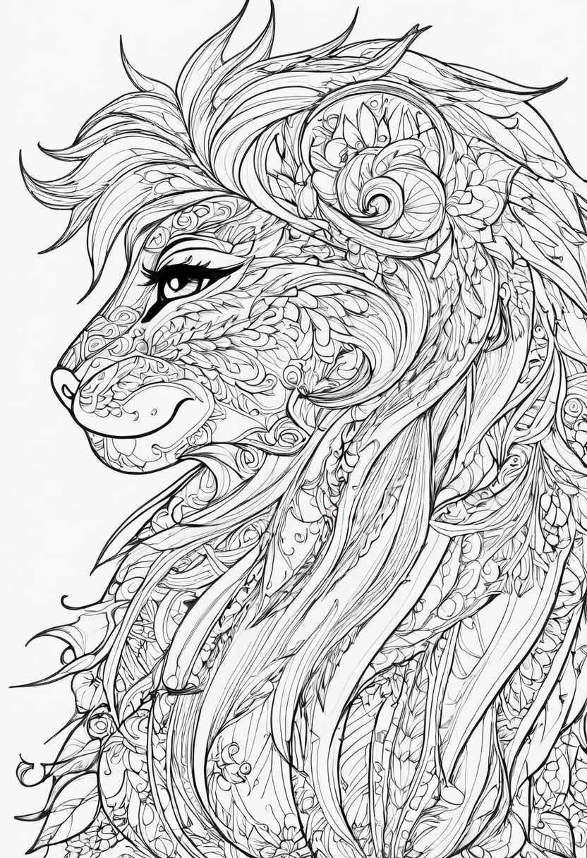 dejaar marjen de sangria in a coloring page with a random animal coloring in black and white, Coloring book outline, Detailed line art, clean coloring book page, stylized lines, art outline, detailed drawing in 4k, line art coloring page, detailed art, hyper Detailed line art, detailed digital drawing, Coloring Pages, coloring pages, extremely fine linear ink iamgen when centered