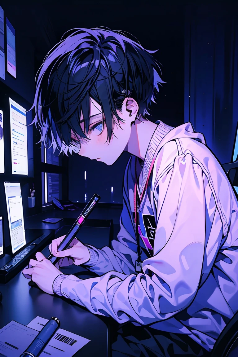 boy in a dark room, With your creative mind, Think about your options for what you want to be in the future, As a writer, designer