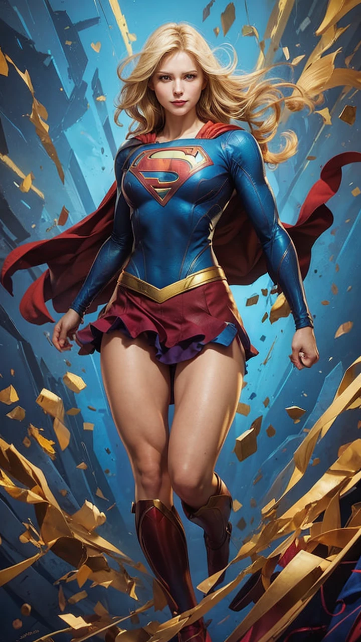 The character Supergirl, extremely realistic costume, extremely realistic anatomy, shy smile, beautiful woman 