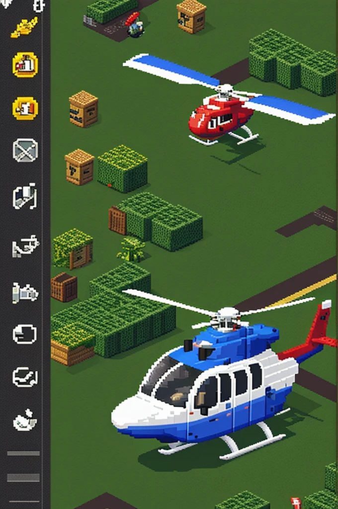 Generate a helicopter sprite going up, pixel art