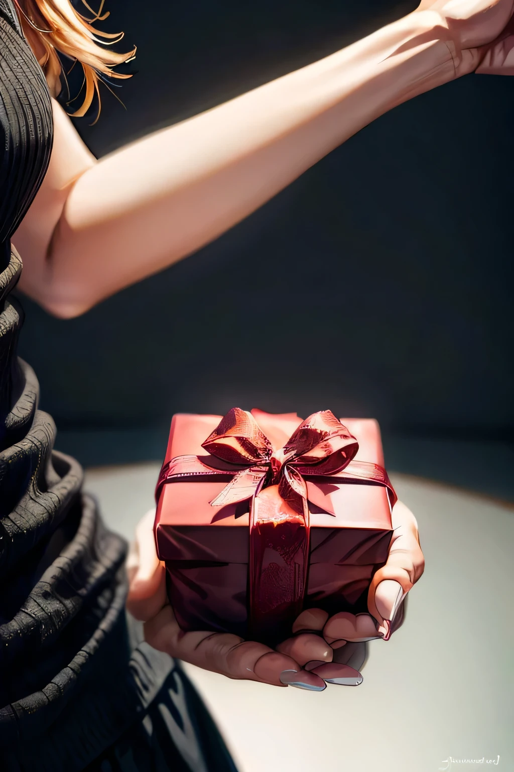 draw a hand outstretched to deliver a gift black background with 
