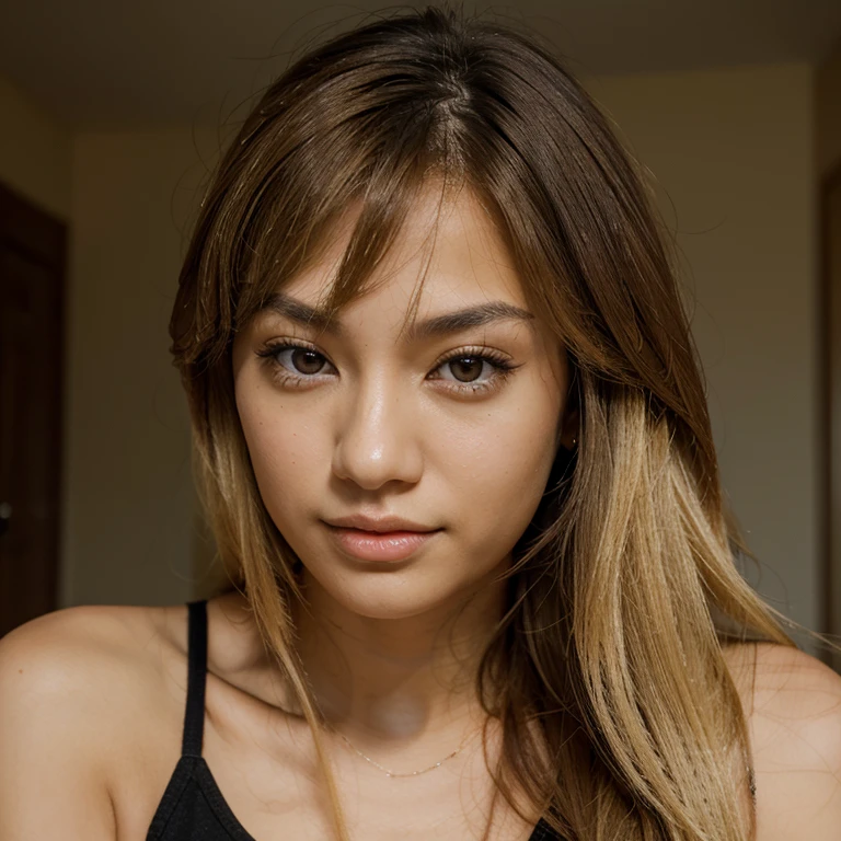 arafed woman no clothes, with brown eyes, sophie mudd, brown hair and large eyes, bedroom eyes, violet myers, without makeup, natural makeup, face with artgram, subtle makeup, having sexual intercourse with a man