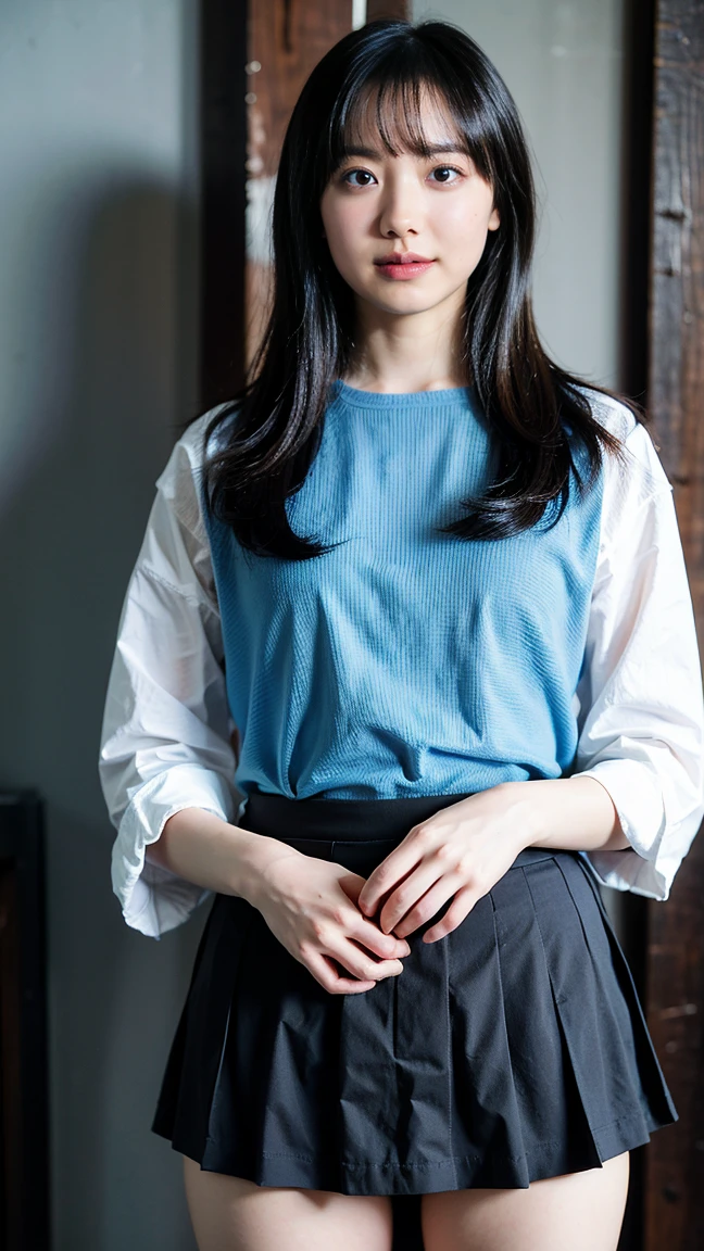 ((Loose Side Tail))、cooking、Knee-length skirt、((Black-haired))、Highest quality、Ultra-high resolution、(Realistic:1.85)、Super Beauty、Perfect Style、Perfect balance、Detailed skin、((Delicate photo)),(Detailed RAW photos of girls), (Tabletop:1.25), (Highest quality:1.6), (Ultra-high resolution:1.5), (Realisticです:1.75), 8K resolution, Canon EOS R5, 50mm, Absurd, Super detailed,Cinema Lighting、((Skirt tearing))、((Grab your skirt))、(((I can see your pants)))、(Simple panties)、