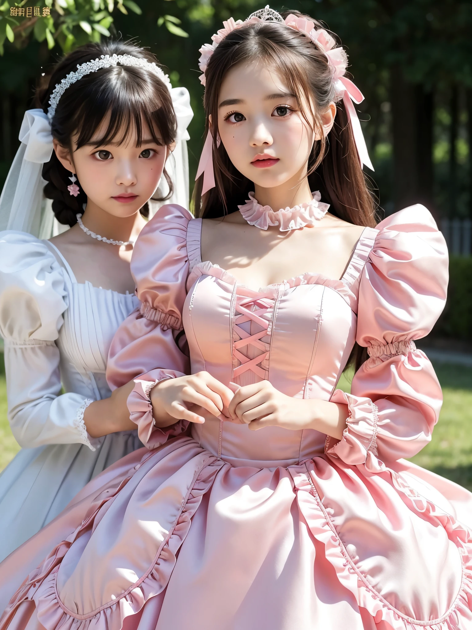 highest quality, masterpiece, highest resolution, artwork, super それにget used to it, many get used to it, get used to it, それにget used to it, 3K realistic photos,Super detailed baby face,both are princesses,Full length ball gown dress with hoop skirt,ruffled yoke collar,Detailed chest braided ribbon,puff sleeves,long sleeve,((Lolita style hot pink detailed princess satin dress、Comes with lots of frills and ribbons。)),crazy&#39;colorful fashion,shiny silk satin dress,soft and smooth silk satin fabric,luxury,long blonde hair,blue eyes,white skin european,pajamas,((inside the palace)),Princess dancing happily,gorgeous flowing dress,Detailed white ruffles and lace,

INFO
Size
2048X2048
Date
Feb 27, 2024
Mode
Default
Type
upscale
Checkpoint&LoRA
Checkpoint
Beautiful Realistic Asians
#Product Design