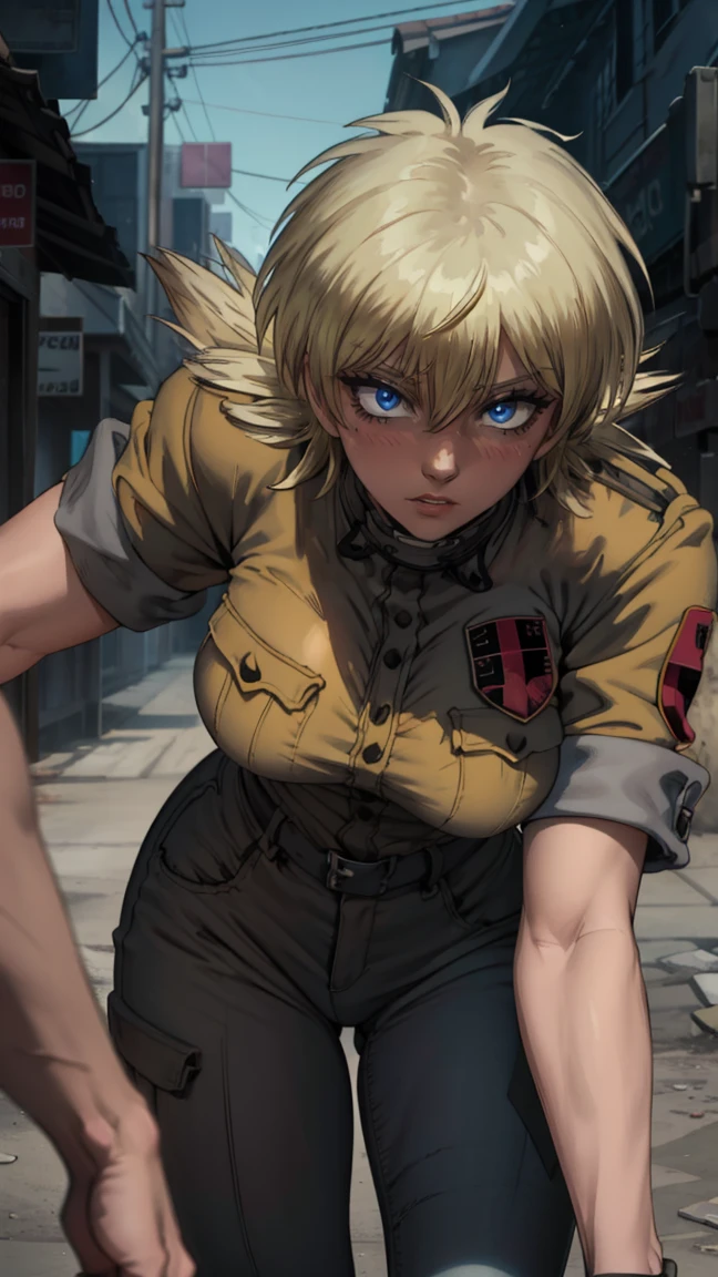 ((dynamic pose)) (best quality,4k,8k,highres,masterpiece:1.2),ultra-detailed,, enormous tits ,extremely detailed girl,beautiful detailed eyes,beautiful detailed lips,longeyelashes,leather jacket and pants,angry expression,dynamic pose ,black and white photography,low-key lighting,dark and gritty,urban setting,fierce attitude,action-packed scene,Vivid colors,intense shadows,sharp focus, seras, seras victoria, closeup, face closeup, frustrated expression
