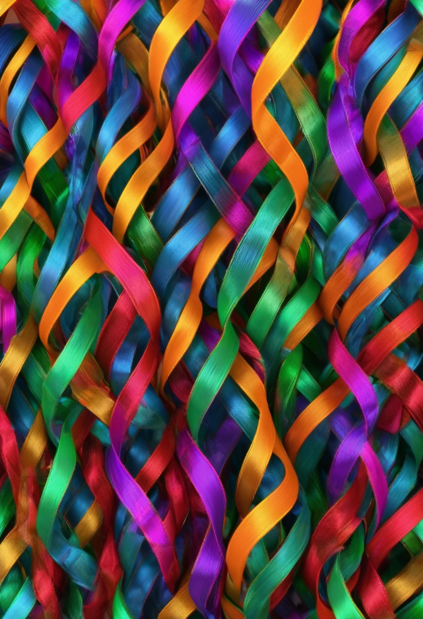 colored threads becoming jager woven ribbon, render, 8k