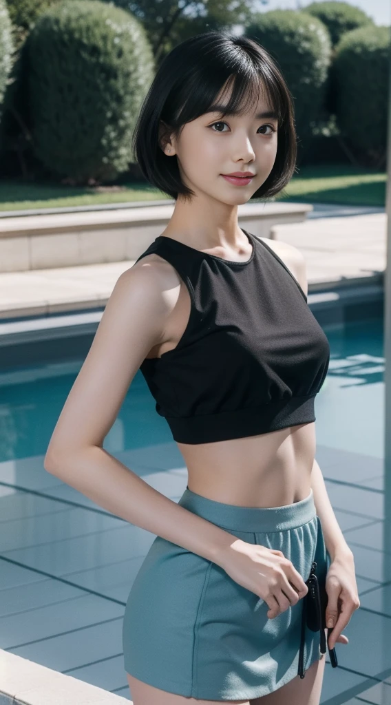 1 woman, adult woman, woman in her 30s, tarankaaa, NOT DASHA TARAN, full body standing, full body head to feet, perfect body, best quality, 32k, photograph, full body (head to toe), tone mapping, ((houjou satoko,short hair,black hairband,blonde hair,violet eyes,hair between eyes, nude,short sleeves,mid sized breasts,athletic, fatty, accentuated hips and waist)), asian-european, ((golden blonde hair, short hair, purple eyes)) perfectly drawn hands, ((masterpiece)), ((highres)), ((detailed background)), at the mountains nearby a japanese village, next to a river, (big proportions), cute pose, she is standing in a way that allows the viewer to see her abdomen and front body, perfectly fit six pack abdominals, the natural sunlight intensifies her beautiful nude body and her pale skin, beautiful smile, ((perfect eyes, detailed eyes, realistic eyes)), ((sharp face, detailed face, realistic face, natural skin, realistic skin, detailed skin, pores)), (real wider legs, truly wider arms)