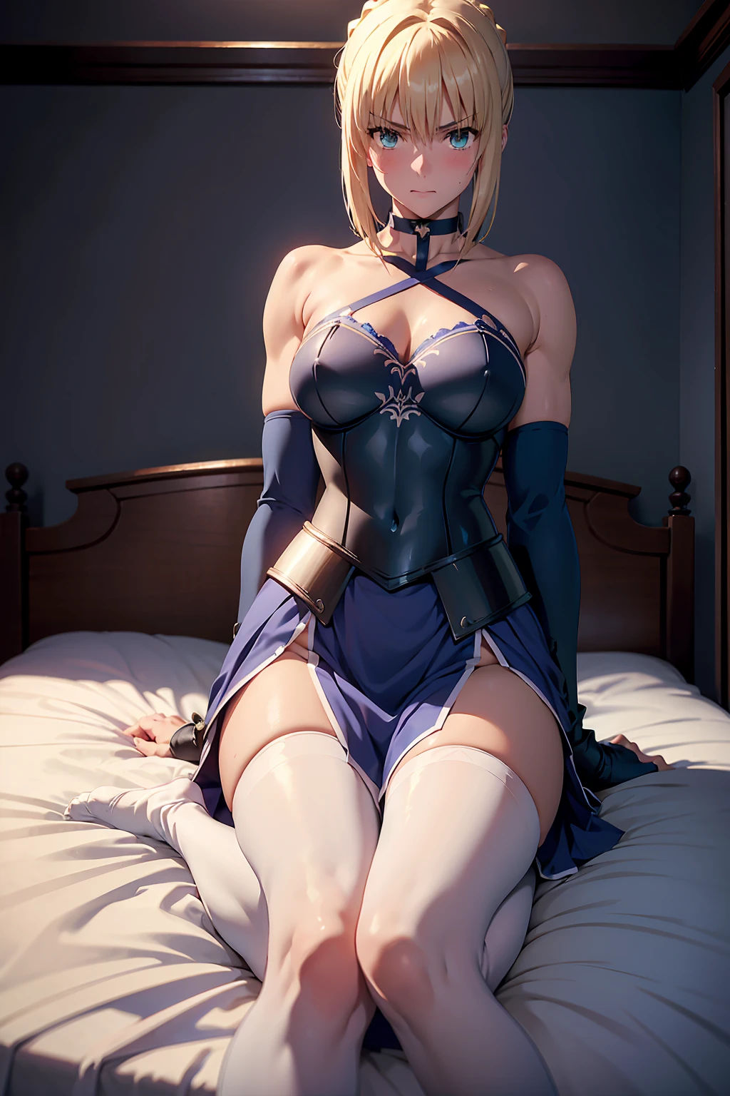 NSFW Highest quality, (Artoria Pendragon), alone (Blue Layered Skirt Armor Foot armor) short hair,ponytail Parody, Blue choker, hair 弓, Blue Ribbon, Highest quality, Very detailed atmosphere y pose Muscular Look at the front, Spread your legs Super fatty muscle Are standing Absolute area Beautiful thighs Knee-high armor boots Angle from below Side tie panner thigh Wet股間 Wet blush Embarrassed face Arching my back in joy masterpiece, Highest quality, One girl, (Browsing Caution:1.0), Spread your legs, Sheet, Lift your legs, nude, (puscus:1.0at, Shiny skin, Heavy breathing, ( Sex, sexual intercoe, puHeteroson Lines, Motion Blur, Talking Spirit:1.1), (Lie in, Lie in on your back, bed,Subjective:1.1)