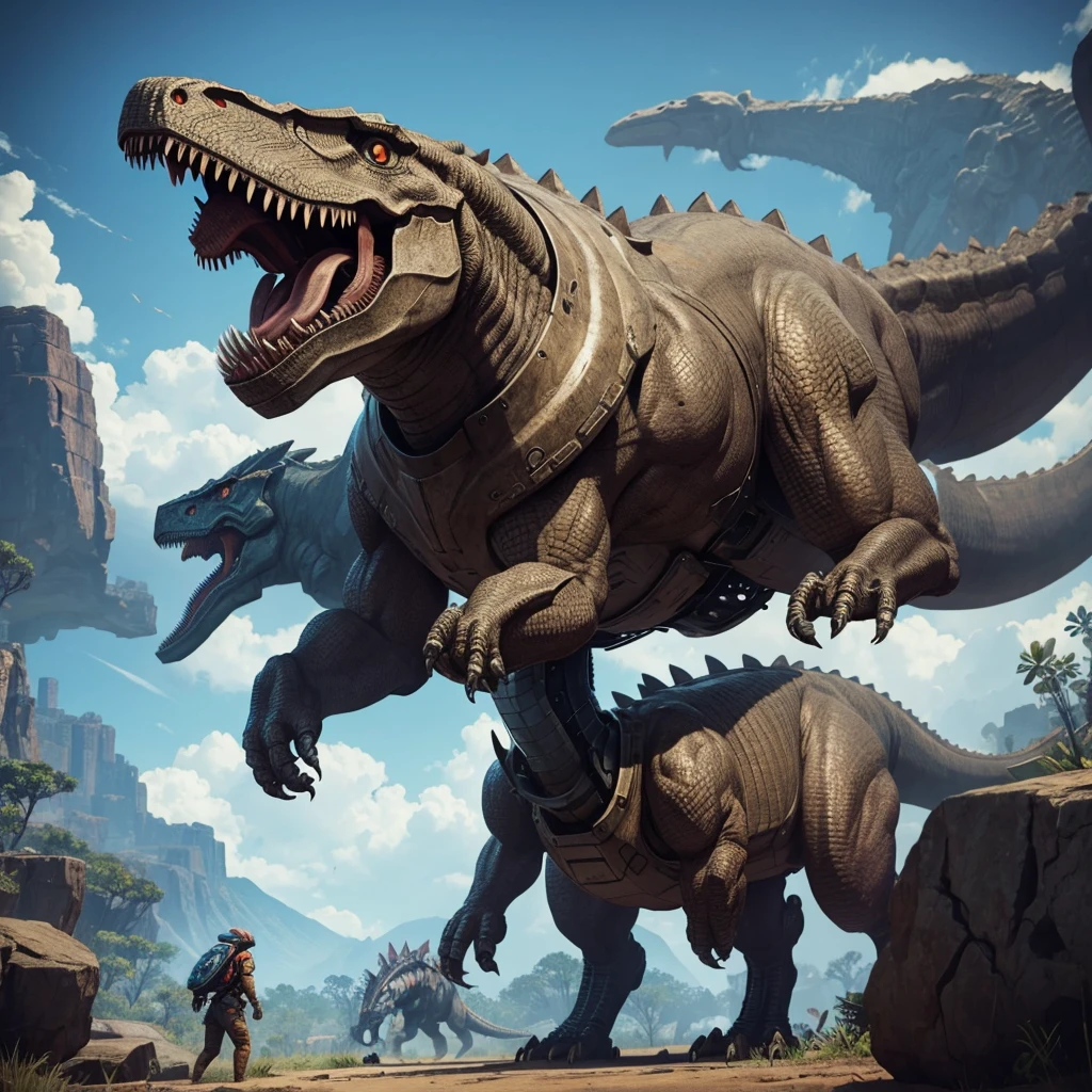 Dinosaurio robot estilo ark survival evolved
