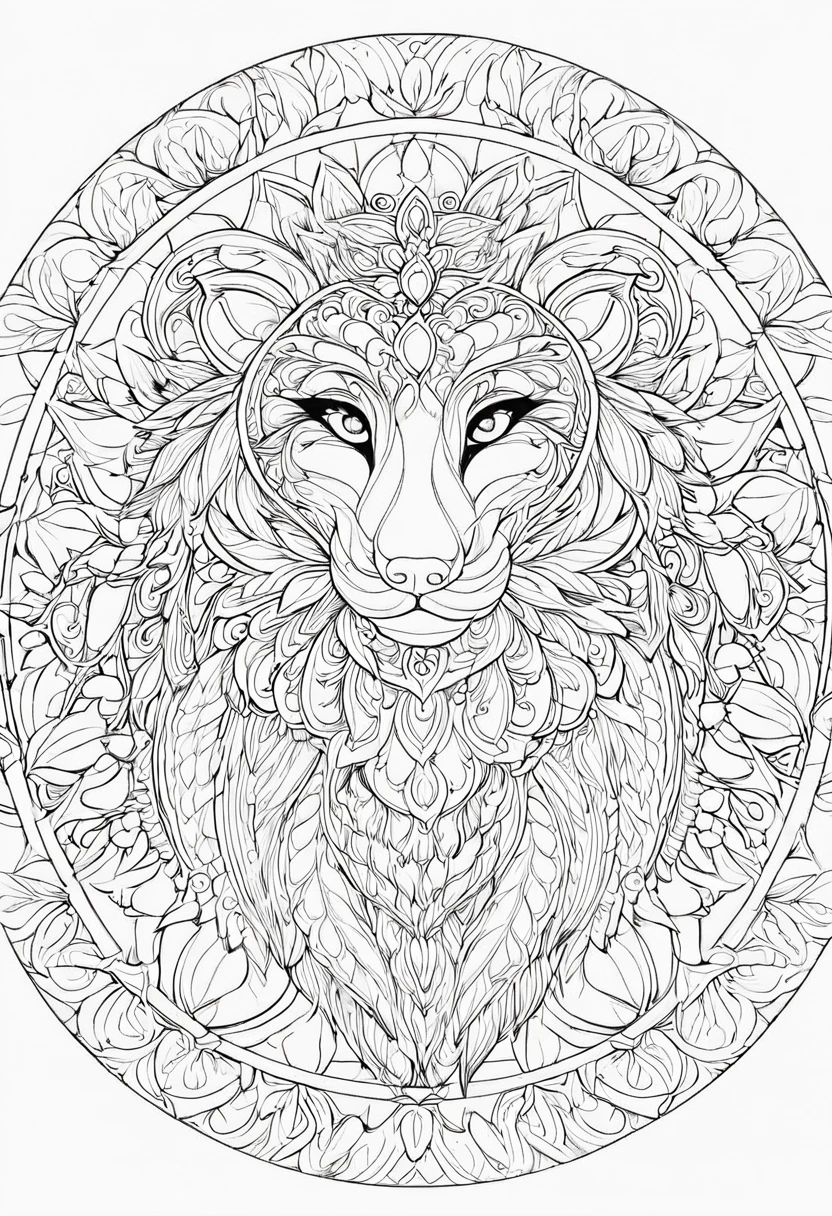 complete image within a margin around the image, leave indentation margin on a coloring page with a random animal coloring in black and white, Coloring book outline, Detailed line art, clean coloring book page, stylized lines, art outline, detailed drawing in 4k, line art coloring page, detailed art, hyper Detailed line art, detailed digital drawing, Coloring Pages, coloring pages, extremely fine linear ink iamgen when centered