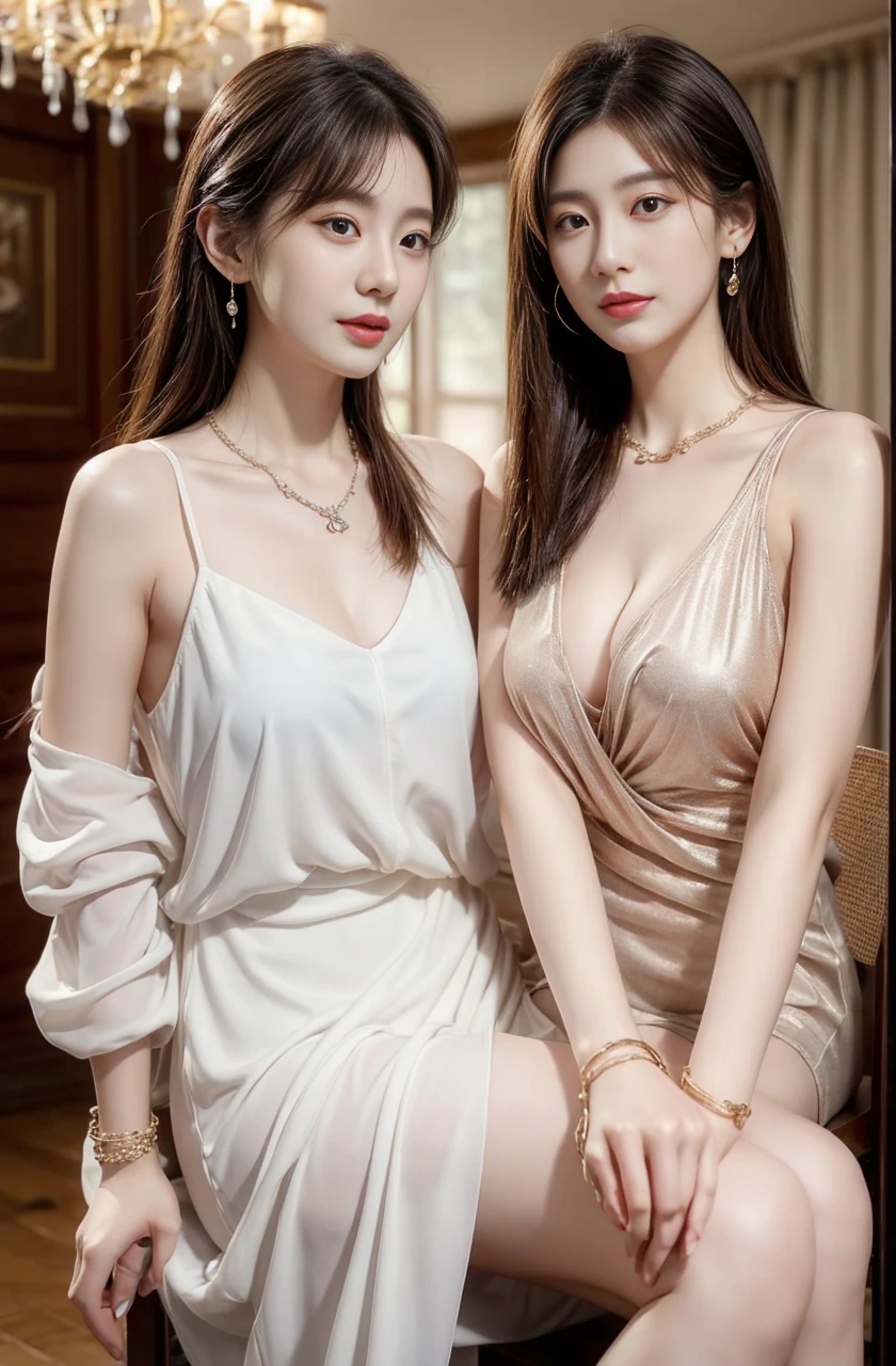 practicalphotography,22 years old,portrait,Upper Body,Korean,(Mature:1.3),1 girl,beautiful girl,arrogant,Sitting in a large classroom chair,(necklace、earrings、bracelet:1.1),sleeveless,(Cleavage:0.3),at home,(Environmental details:1.3),(Original image、CG Unity、photography、Ultra-practical details、Clear focus、Delicate skin、4K、high resolution、masterpiece、Best quality、practical、Energetic:1.2),(8K、4K、Ultra-high quality、high resolution、major、ish、dramatic),(Armpits:1.2),Detailed home background
