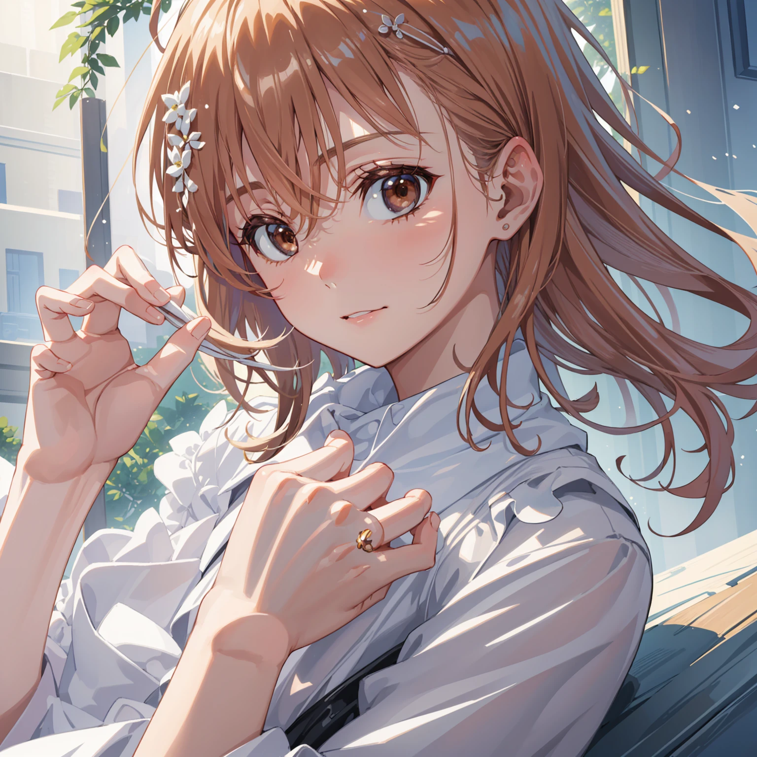 ((Best Quality)), ((masterpiece)), (detailed), 1girl, solo, perfect face, beautiful face, detailed face, detailed hands, detailed fingers, perfect eyes, perfect hair, detailed hair, Misaka mikoto, 