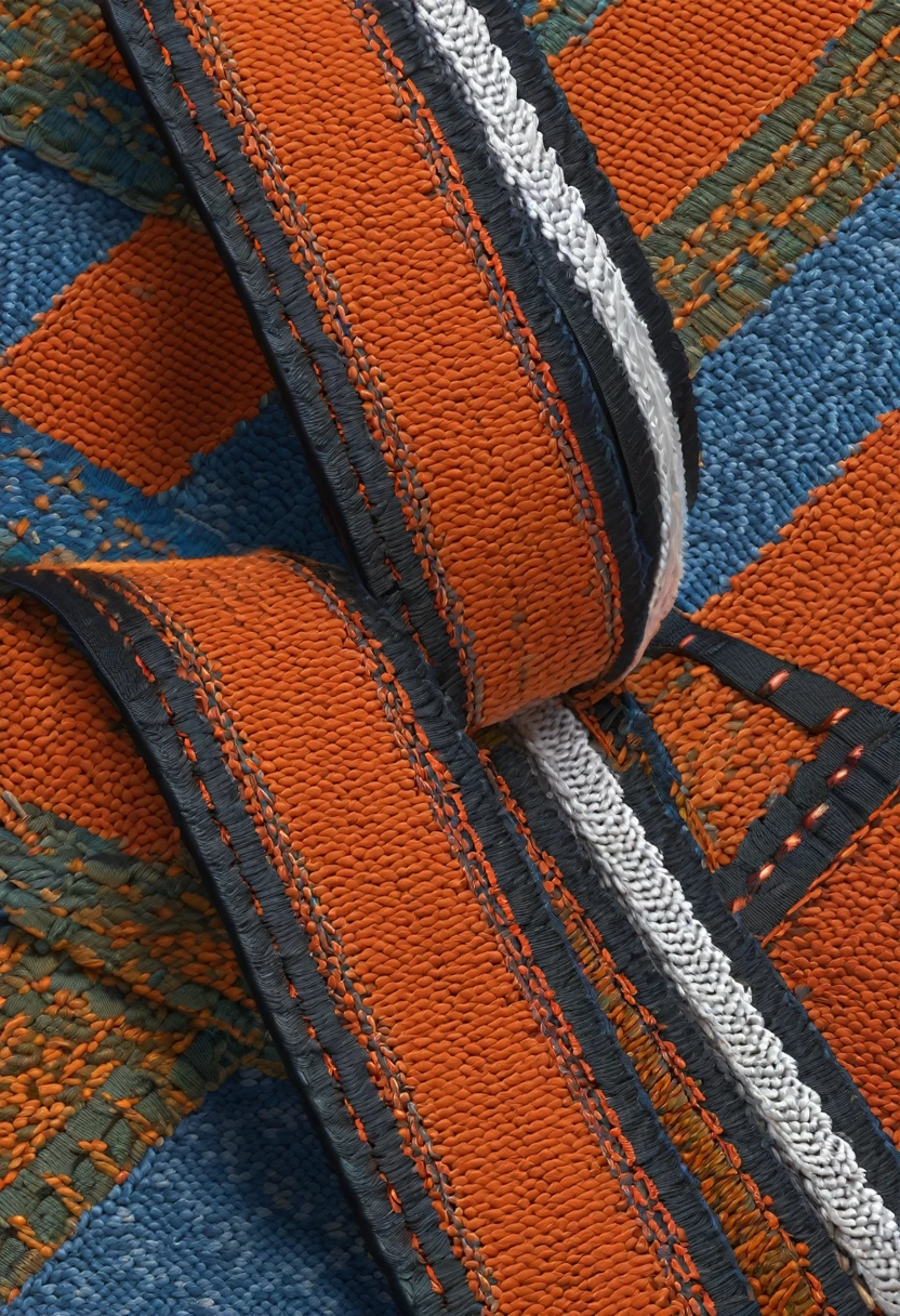 thread becoming belt jacquard with cotton webbing, render, 8k