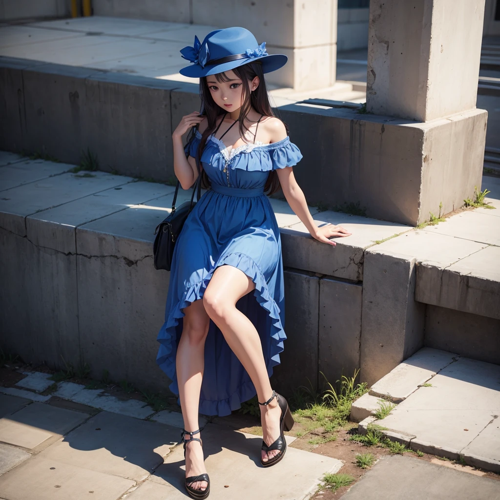 Anime girl in a blue dress and hat sits on a ledge, splash art anime , I&#39;ll do fanart too, flirty anime witch casting magic, trending on artstation pixiv, Ayaka Genshin Impact, fantasy art style, Mechanized Witch, astral witch clothes, Kushart Krenz Kay Art for women, High quality detailed 8K graphics