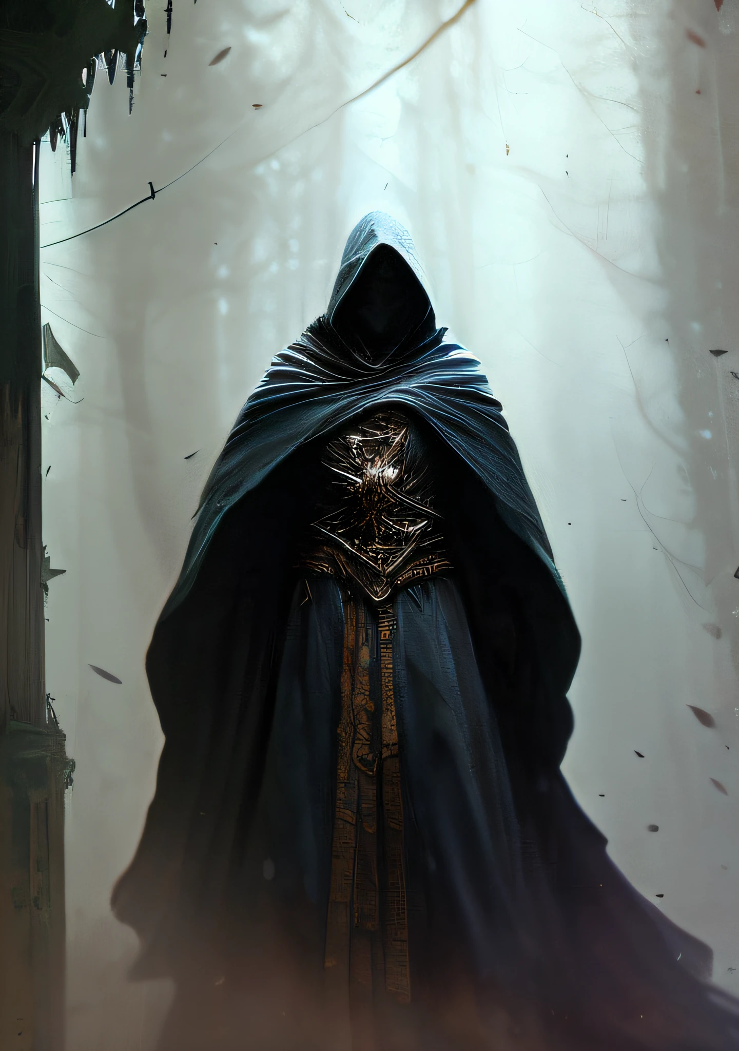 mid-range portrait of a hyper-detailed character in the style of a Harry Potter Dementor and a DND Rogue Wizard, (pleasurable:1.3) thoughtful expression, (Conjuring Magical Energy:1.3), Cinematic footage on the Canon 5D&#39;s ultra-realistic skin, Steve Henderson Fabian Perez Henry Asencio, Jeremy Mann Marc Simonetti fantasy magical horror atmosphere, (highly detailed environment:1.3)