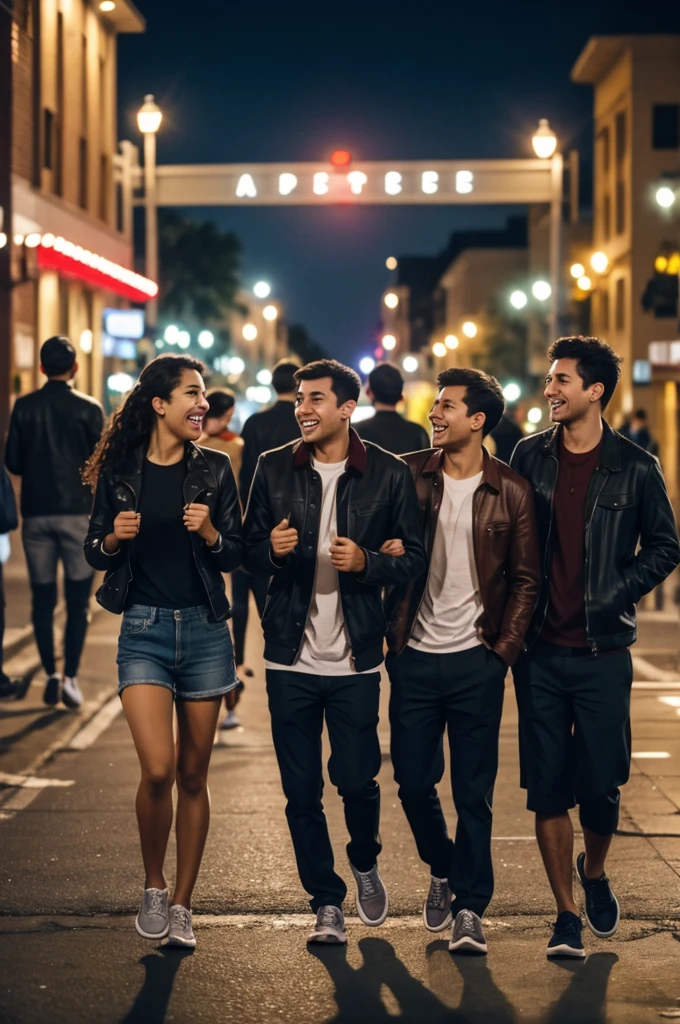 A group of friends meet on the street at midnight to have a race