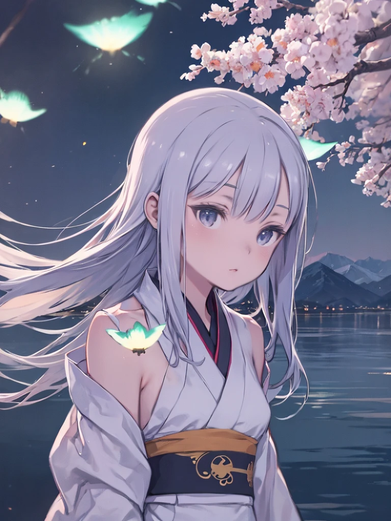 Highest quality, masterpiece, High resolution,, One girl, Detailed face, (Upper Body:1.6), Cyber City, Mountains and Rivers, night, Firefly Light, Realistic, Lots of details, (White Hanfu:1.2), (Beautiful body:1.4),