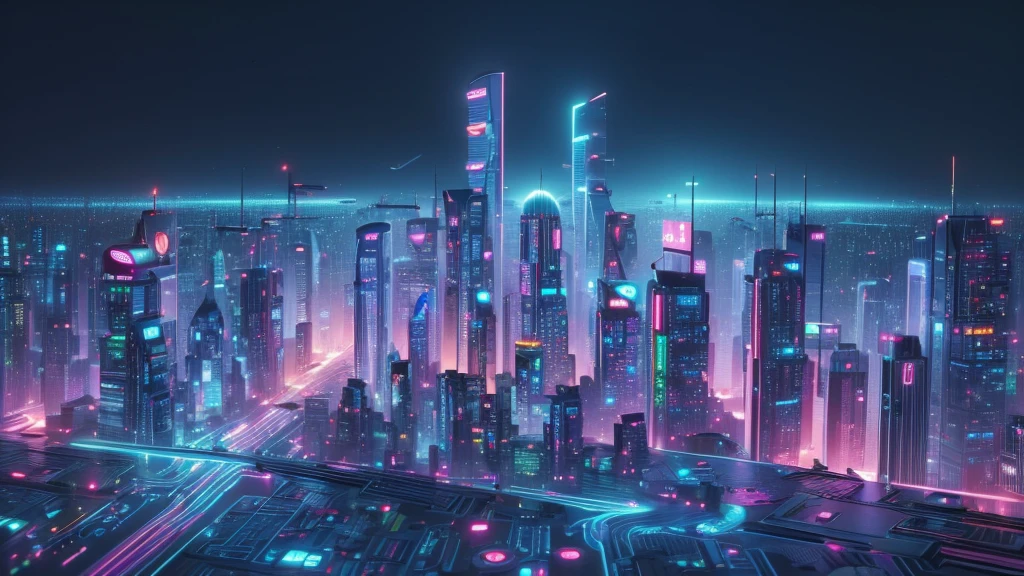 sexy woman, tank top, miniskirt, black sunglasses, pistol shooting pose, standing, leaning forward, aerial view of cyberpunk city at night, hologram neon buildings, (((((half-body thigh level medium shot)))))