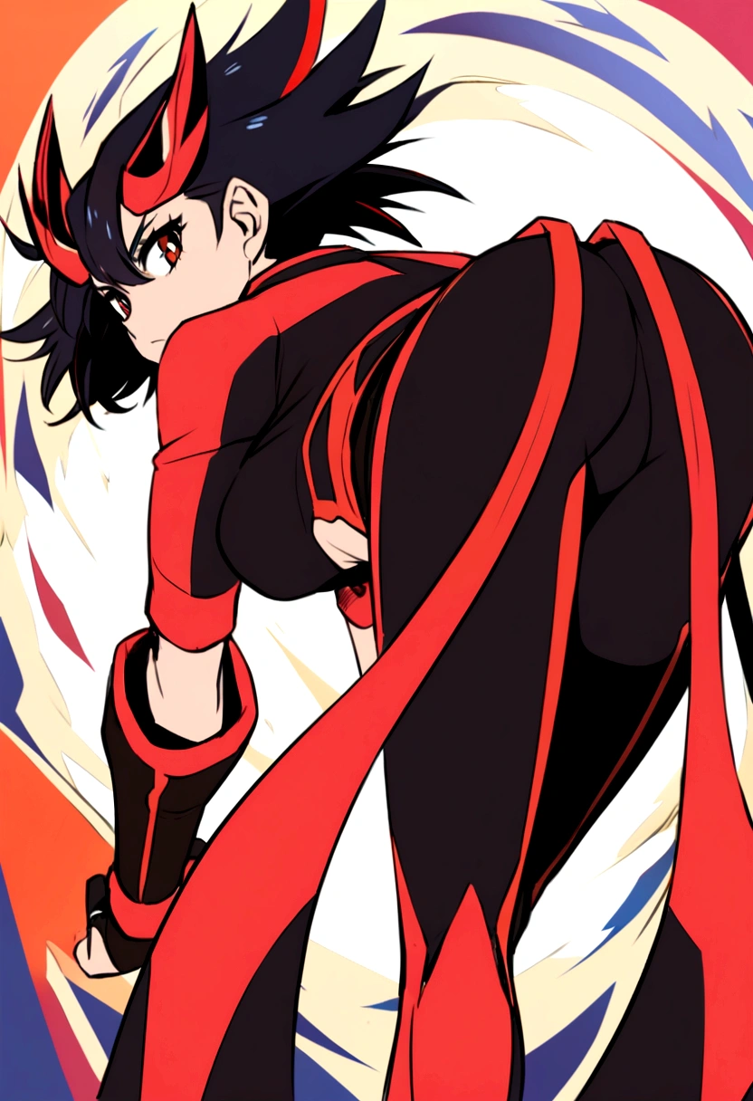Ryuko Matoi bending over while looking back at me