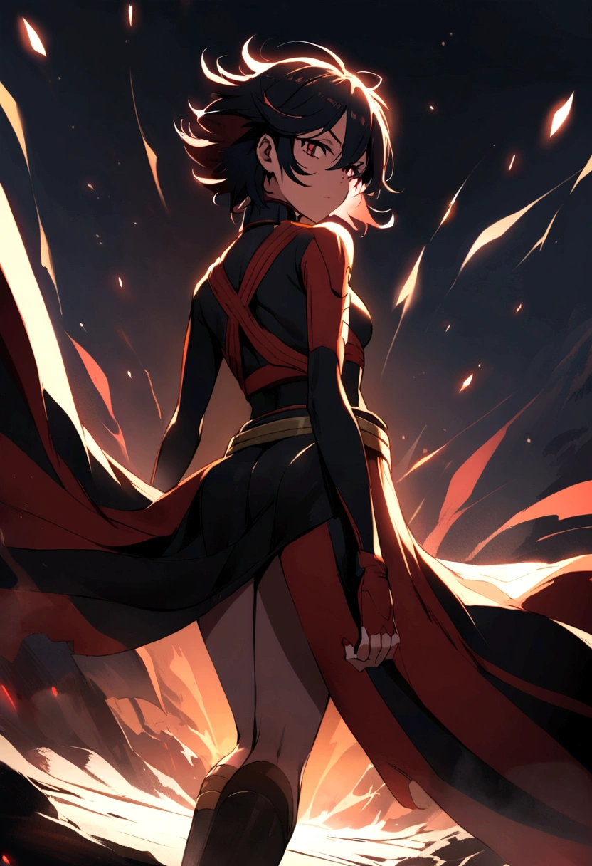 Ryuko Matoi bending over while looking back at me