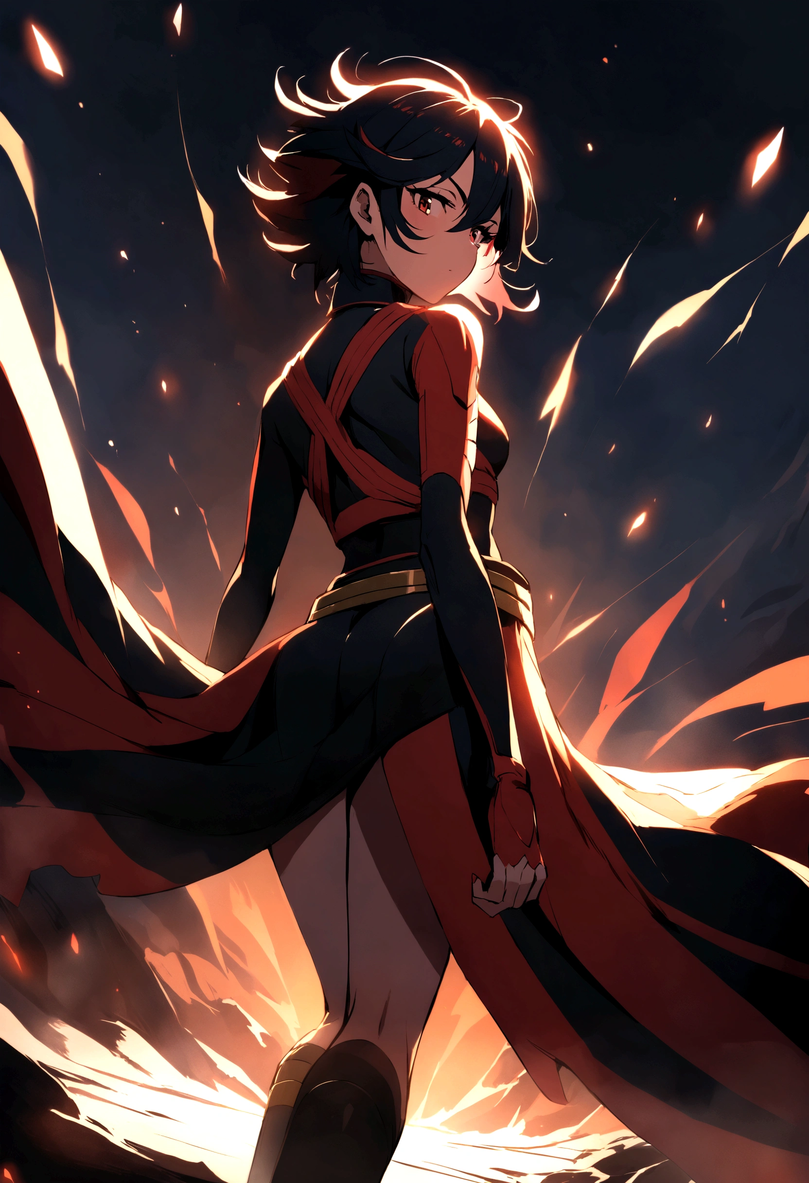 Ryuko Matoi bending over while looking back at me