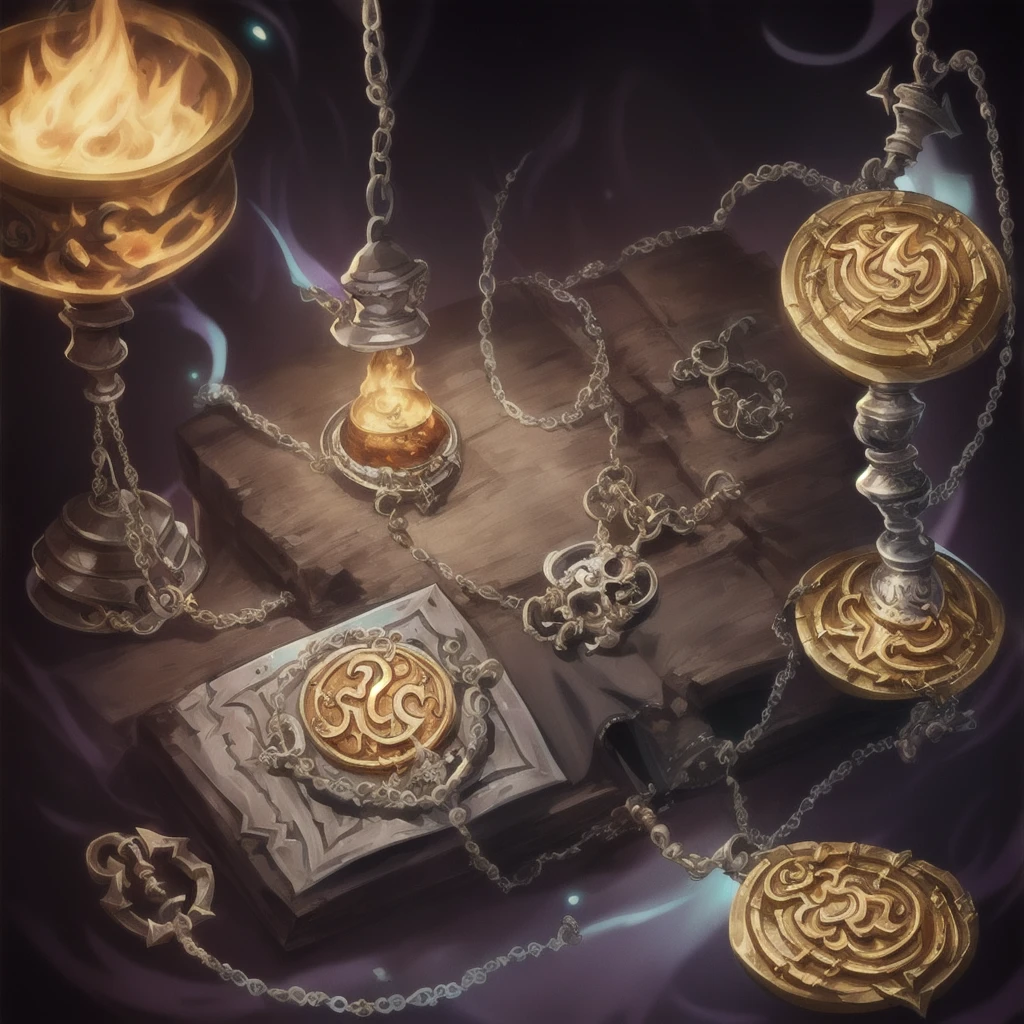 Burning thurible, incensory, censer, chains, catholic, silver, metal thurible, gothic, hearthstone icon, arcane icon, rpg icon, rpg iten, magic iten, magic artefact, arcane power, ((hearthstone style))