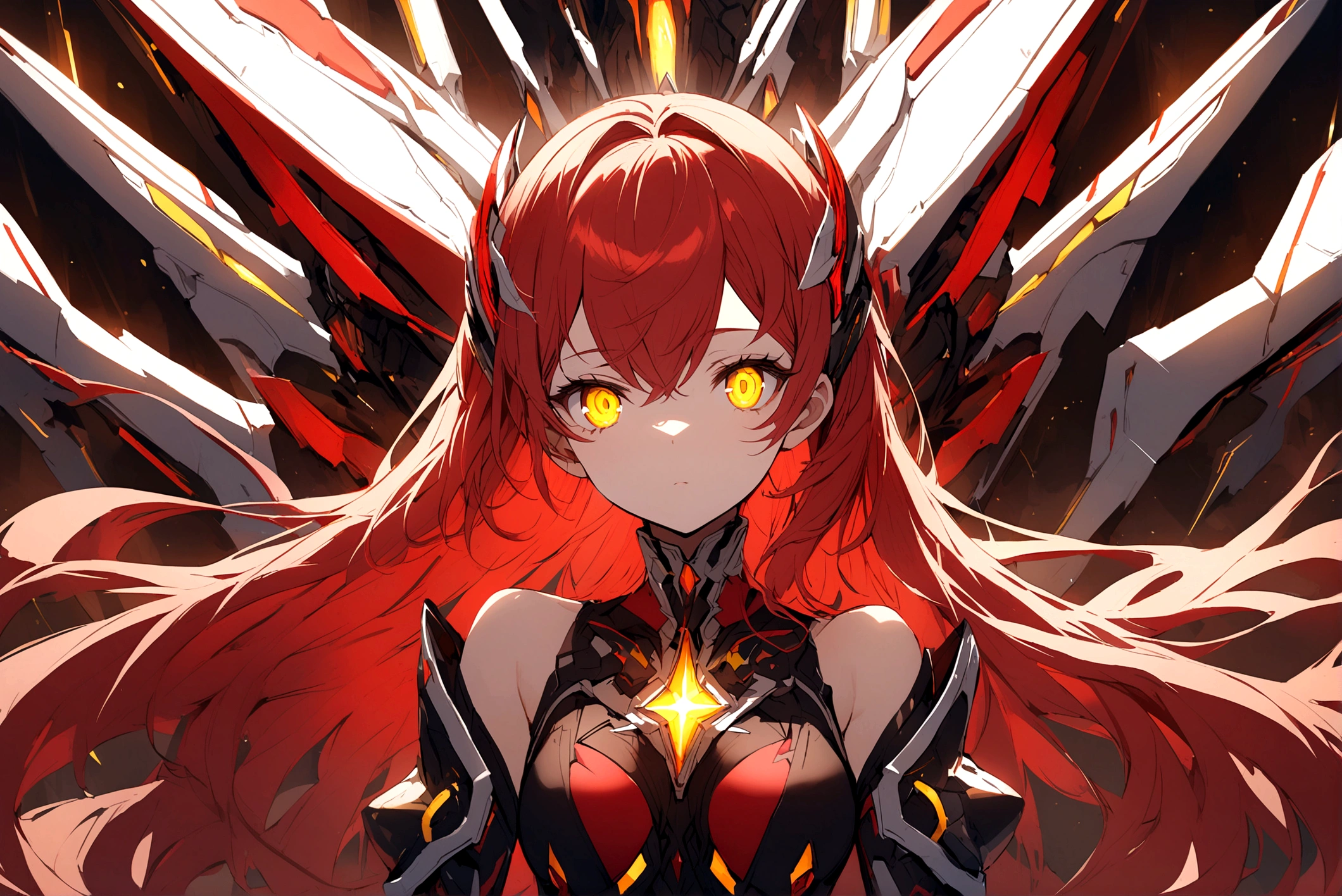 Red-haired girl, Yellow eyes, all bare eyes 
