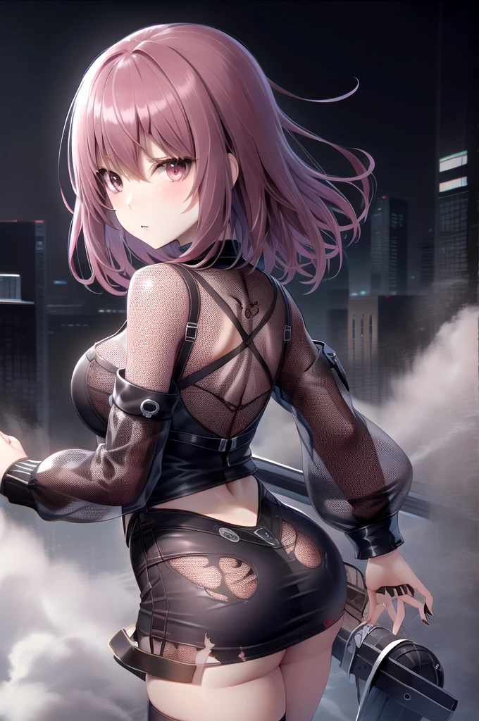 アニメ, girl, coasts, Tattoo on the butt, completely damaged clothes