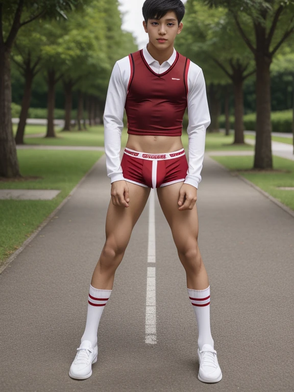 teenagers , young , light-skin , wearing an dark red sexy underwear, tmasterpiece,k hd,the feet,Transparent sports vest,semi transparent,black long socks,The barefoot , red colour , handsome and cute , extreme cute boy , white skin , dark red underwear boxers shorts , extremely tall and cute boy ,oppa model , handsome model , full body , dark red boxers underwears short shorts , black socks , white light-skin , Chinese model , young boy , white skin , handsome and extremely cute , red boxers underwear shorts , long black socks , handsome model , at the park , jogging , model oppa , long legs , jogging , running , high knee black socks ,black long socks , stand up , extremely tall , extremely high , red underwears , red sports underwear , long black socks , clean and white legs , Chinese model , extremely long legs , looking at the camera , clean and white thigh , heavy bulge , kid face , baby face , wearing jacket , red underwears boxers , light and white skin , Chinese model,high school boy , chinese handsome face , korean handsome face