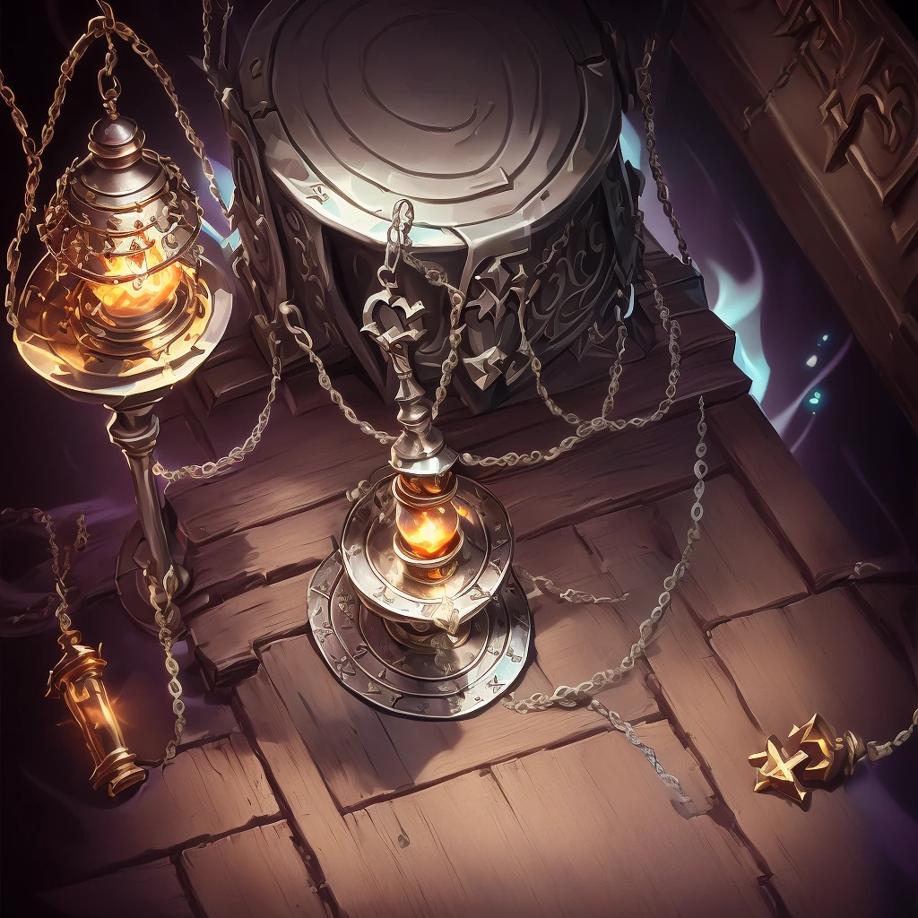 there is a large silver object with chains around it, upturned ornate chalice, painting of one health potion, item art, 8k hd wallpaper jpeg artifact, hd 8k wallpaper jpeg artifact, overturned chalice, hearthstone weapon art, painted in the style arcane, Original Heartstone art style, object conceptual art, (((thurible))), incensory, censer, chains, catholic, Silver, metal thurible, gothic, hearthstone icon, arcane icon, rpg icon, rpg food, magic iten, magic artefact, arcane power, ((hearthstone style))