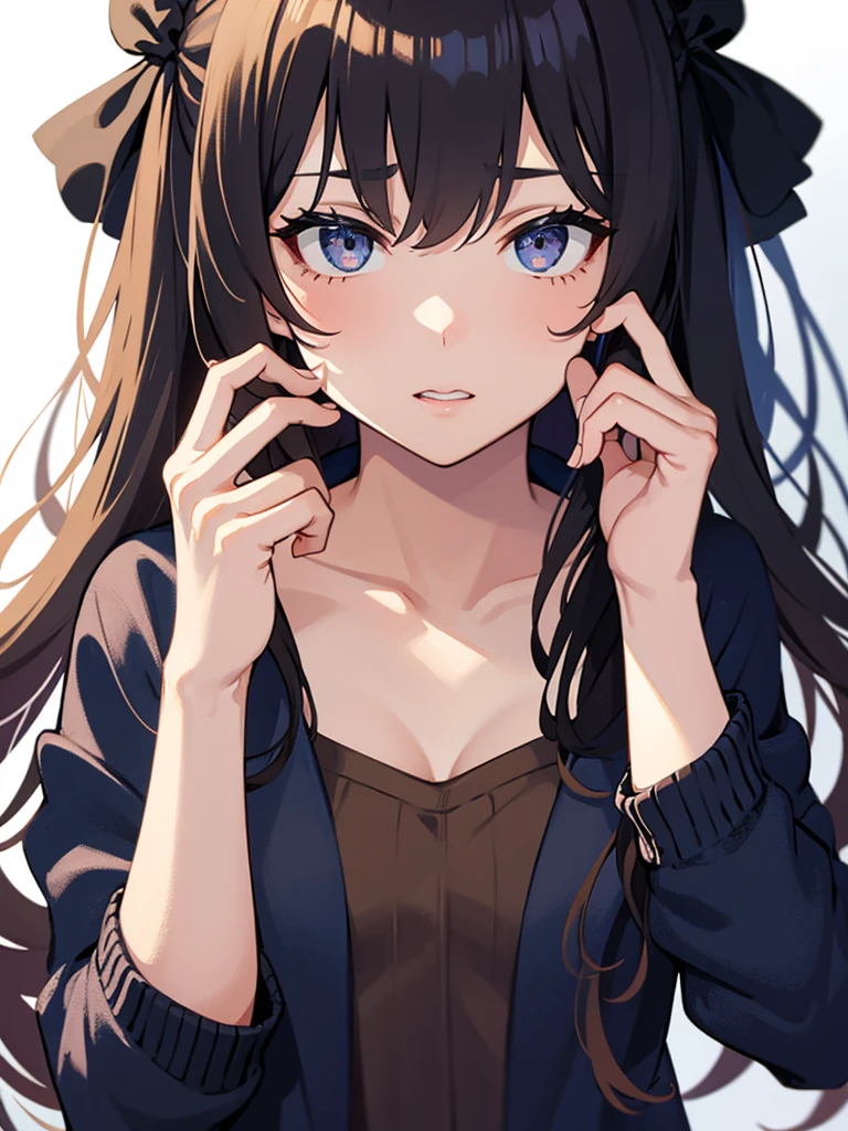 Girl touching her face