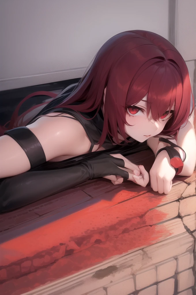 Corpo perfeito, girl, face, red eyes, completely damaged clothes , sedutor