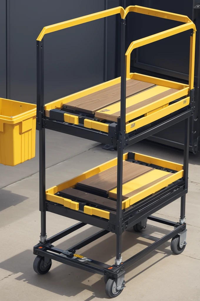 Robust and modular platform cart for transporting boxes weighing up to 500kg in industrial environments 