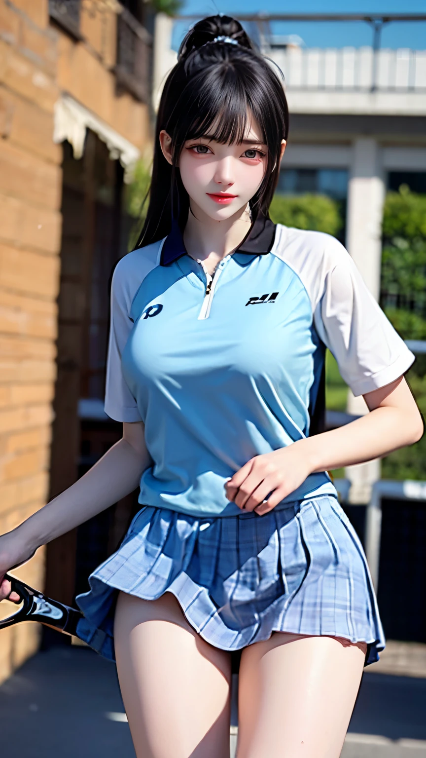 （Very delicate and beautiful：1.2）super model,,Big Breasts,Beautiful breasts,voluptuous,【bike shorts】,,【3girls】,,Highest quality, High resolution, 8K,Kick in a hurry,Tennis Wear.mini skirt